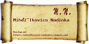Mihálkovics Nadinka névjegykártya